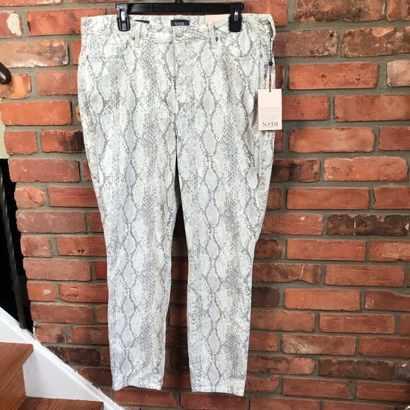 NYDJ NEW Ami High Rise Animal Snakeskin Print Jeans Slim Pant Stretch Gray  16 - Picture 2 of 16
